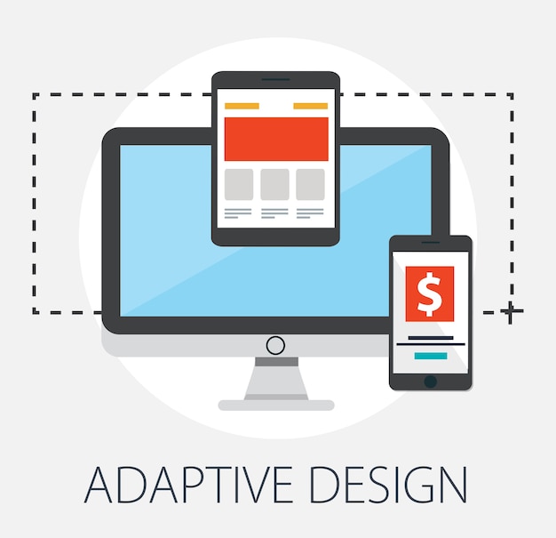 Plik wektorowy adaptacyjne, responsywne projektowanie stron internetowych na różnych urządzeniach