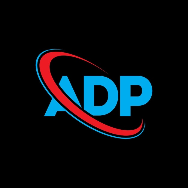 Plik wektorowy adp logo adp litera adp logo inicjały adp logo połączone z okręgiem i dużymi literami monogram logo adp typografia dla biznesu technologicznego i marki nieruchomości