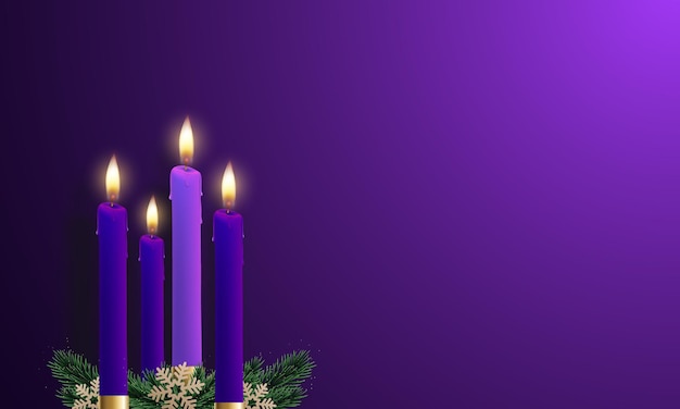 Plik wektorowy adwentowe fioletowe świece kartka świąteczna