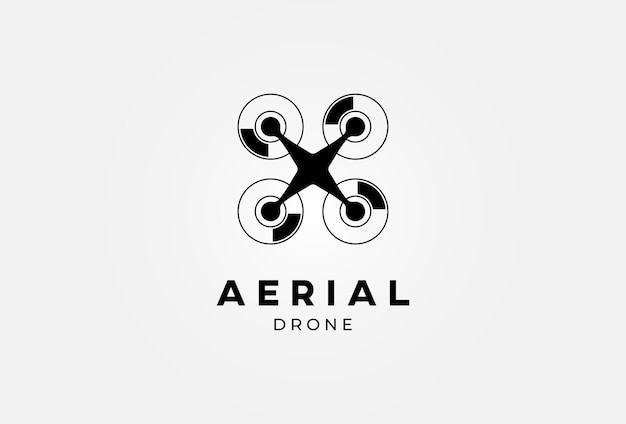 Aerial Drone Logo Nowoczesny Latający Dron Logo Płaska Konstrukcja Logo Szablon Ilustracji Wektorowych