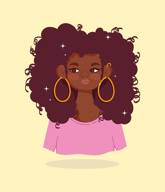 African American Girl Portret Piękna Postać Z Kreskówki Ilustracji Wektorowych