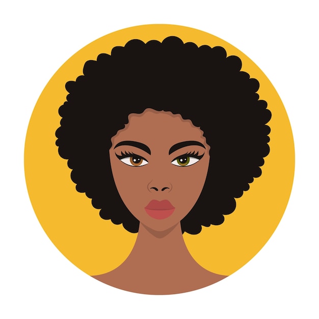 African American Kobiet Ikona Afro Fryzura Ilustracja Wektora