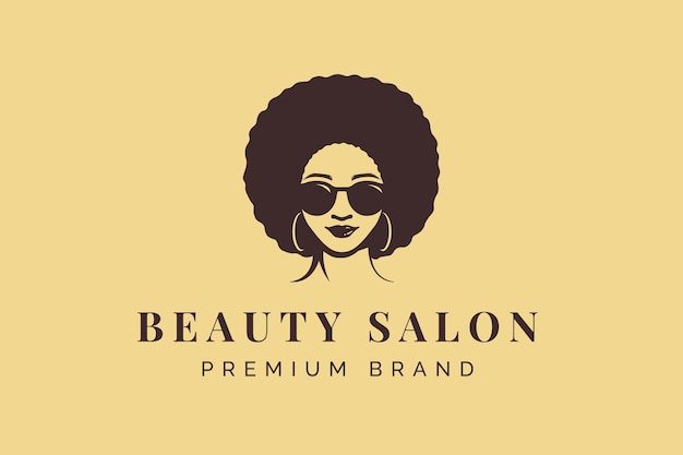 African American Woman Glamour Beauty Logo