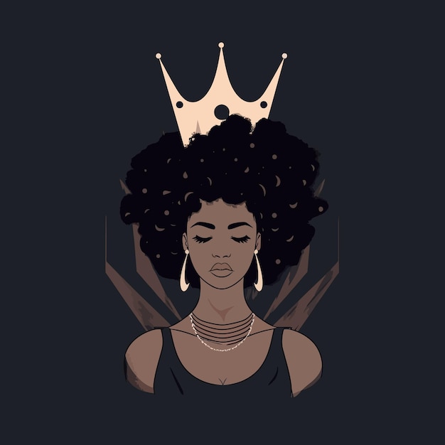 Afro czarna kobieta ilustracja wektorowa projekt logo koszulki