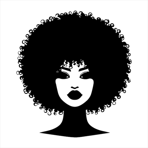 Afro Girl ilustracja wektorowa Czarne kręcone włosy Clipart Design