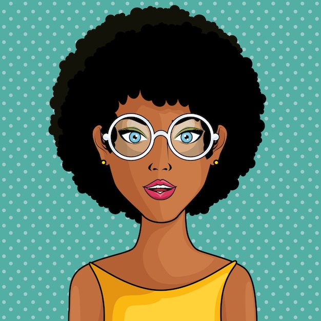 Afro Kobiety Amerykańska Komiczka Jak Wystrzał Sztuki Ikona Nad Cyraneczki Kropkował Tło Wektoru Ilustrację