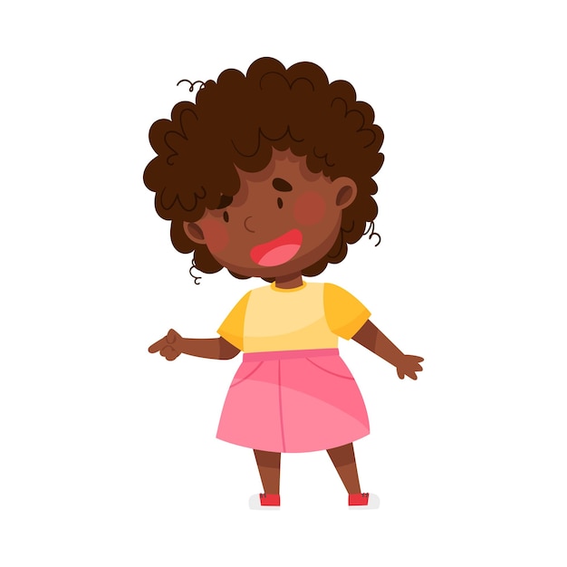 Plik wektorowy afroamerykańska dziewczyna wskazująca na coś pierwszym palcem ilustracja wektorowa