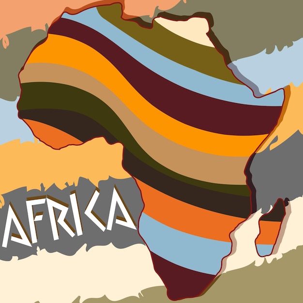 Plik wektorowy afryka wzorzysta mapa z etnicznymi motywami w paski. wektor etniczny kontynent afrykański.
