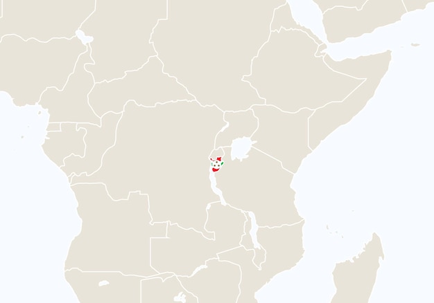 Afryka Z Podświetloną Mapą Burundi. Ilustracja Wektorowa.