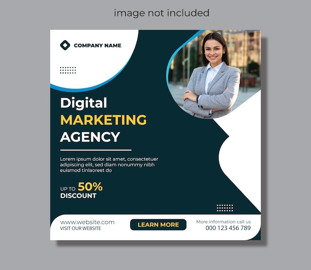 Agencja marketingu cyfrowego biznesu i szablon postu w mediach społecznościowych