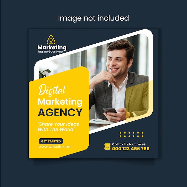 Agencja marketingu cyfrowego biznesu i szablon postu w mediach społecznościowych