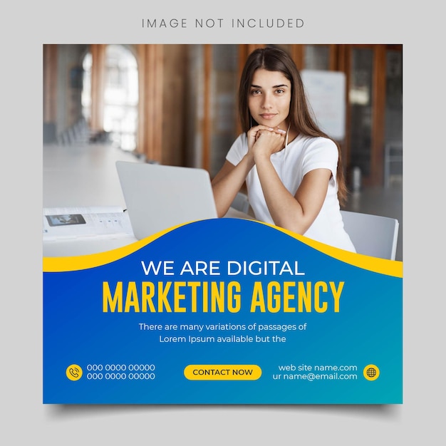 Agencja marketingu cyfrowego i szablon postu w korporacyjnych mediach społecznościowych