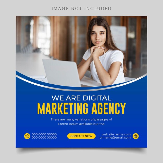 Agencja marketingu cyfrowego i szablon postu w korporacyjnych mediach społecznościowych