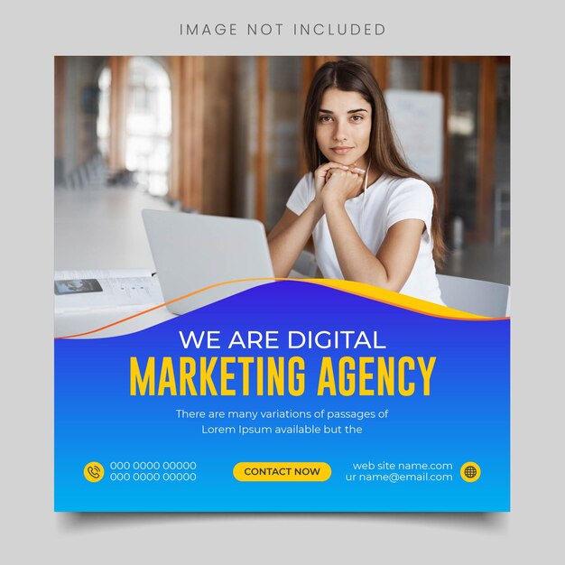 Agencja marketingu cyfrowego i szablon postu w korporacyjnych mediach społecznościowych