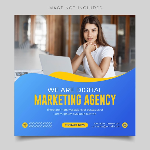 Agencja marketingu cyfrowego i szablon postu w korporacyjnych mediach społecznościowych