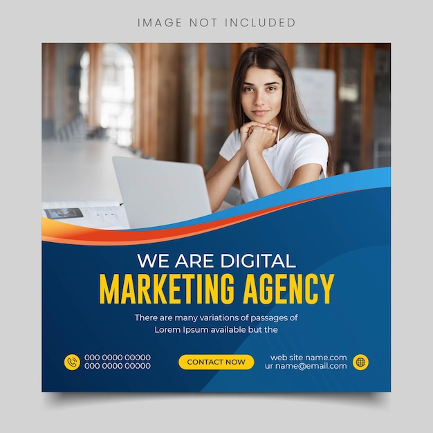 Agencja marketingu cyfrowego i szablon postu w korporacyjnych mediach społecznościowych