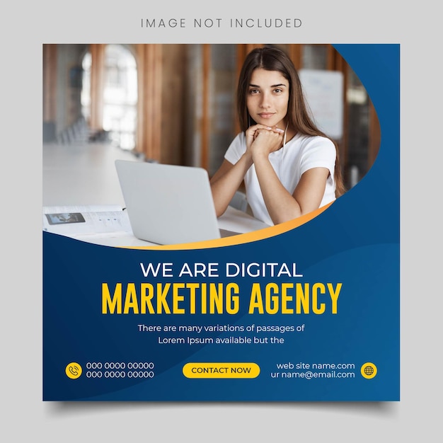 Agencja marketingu cyfrowego i szablon postu w korporacyjnych mediach społecznościowych