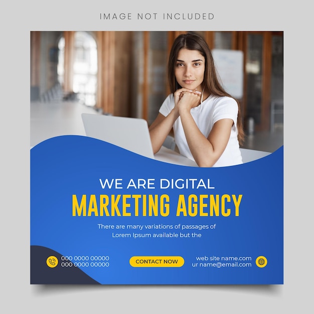 Agencja marketingu cyfrowego i szablon postu w korporacyjnych mediach społecznościowych