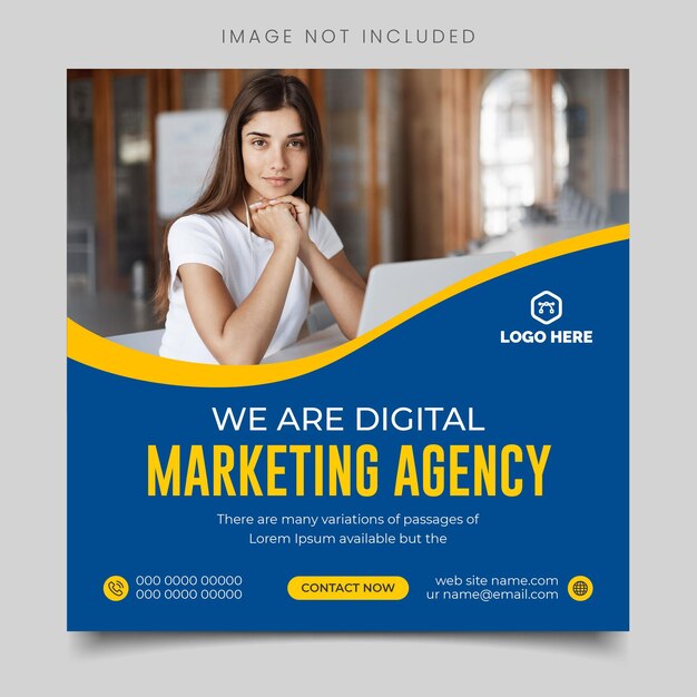 Agencja marketingu cyfrowego i szablon postu w korporacyjnych mediach społecznościowych