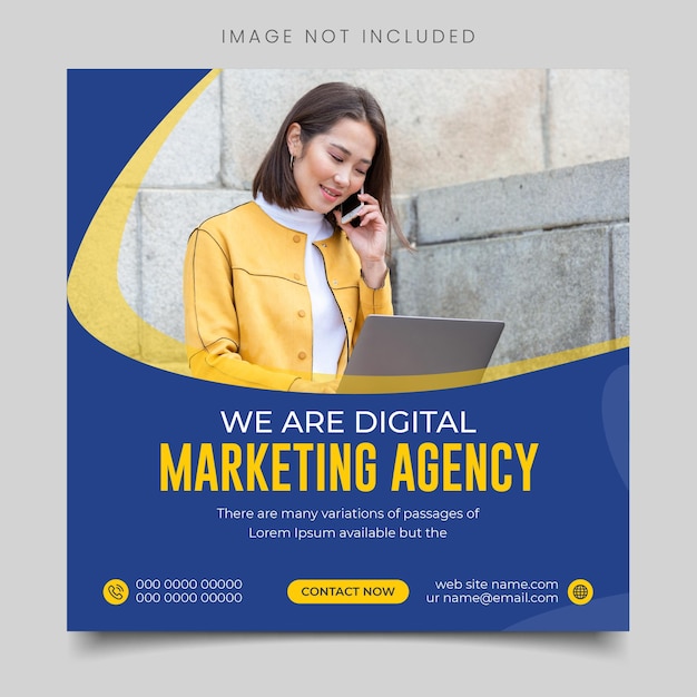Agencja marketingu cyfrowego i szablon postu w korporacyjnych mediach społecznościowych