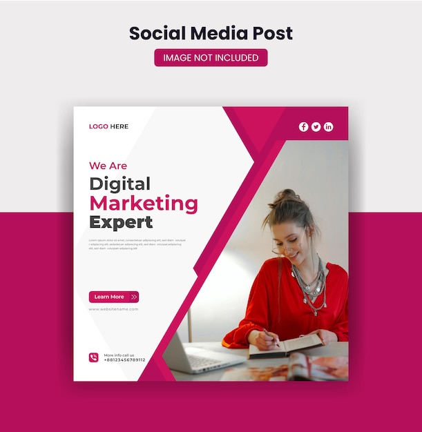 Plik wektorowy agencja marketingu cyfrowego i szablon postu w mediach społecznościowych na instagramie korporacyjnym