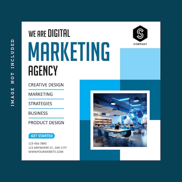Plik wektorowy agencja marketingu cyfrowego promocja biznesu i pomysł na szablon banera w mediach społecznościowych
