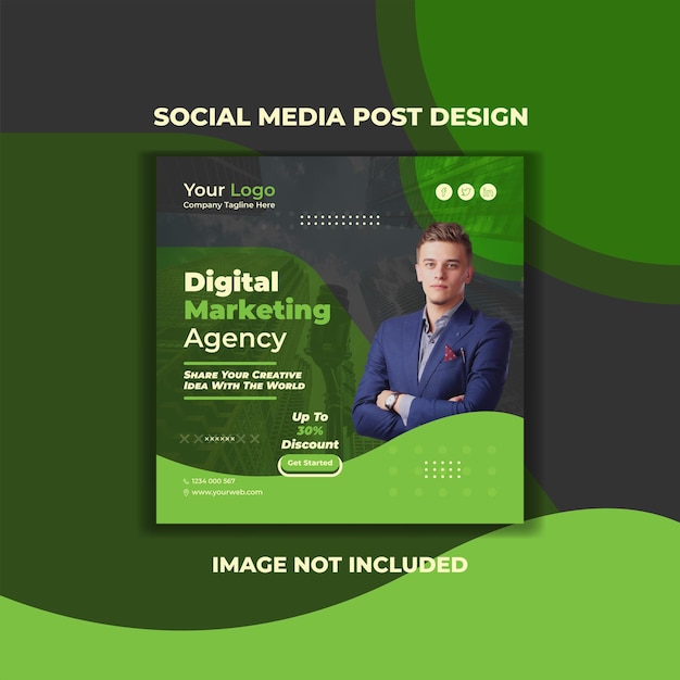 Plik wektorowy agencja marketingu cyfrowego szablon postu w mediach społecznościowych łatwa edycja