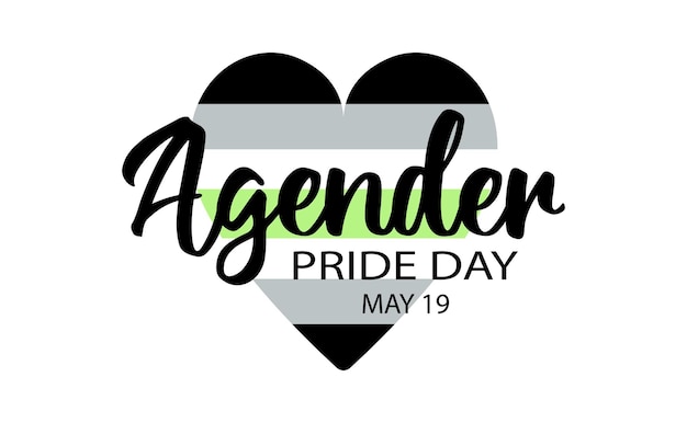 Agender Pride Day 19 Maja Transparent Wektor Z Sercem W Kolorze Flagi Agender Pride