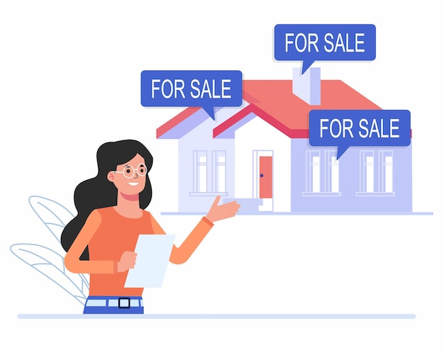 Plik wektorowy agent pokazuje dom na sprzedaż kupno nowego domu