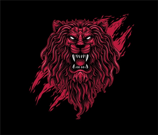 Agresywny lew ilustracja