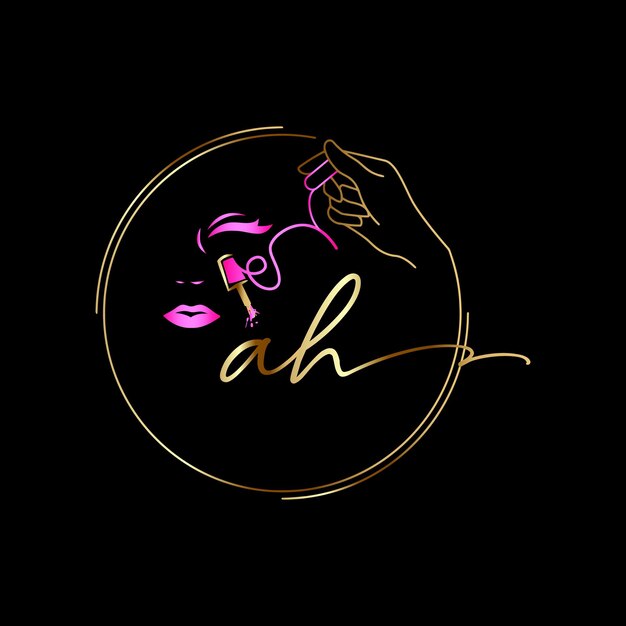 Plik wektorowy ah początkowe logo, paznokcie, szablon wektora luxury cosmetics spa beauty