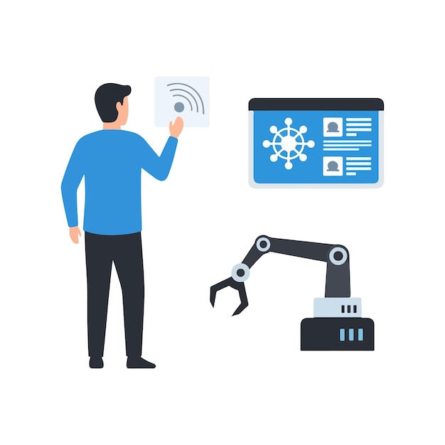 AI Chatbot Conversation with Robot Set Objects