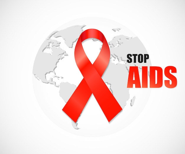 Aids świadomość Czerwona Wstążka Na Białym Tle Na Tle Ilustracji Wektorowych Eps 10