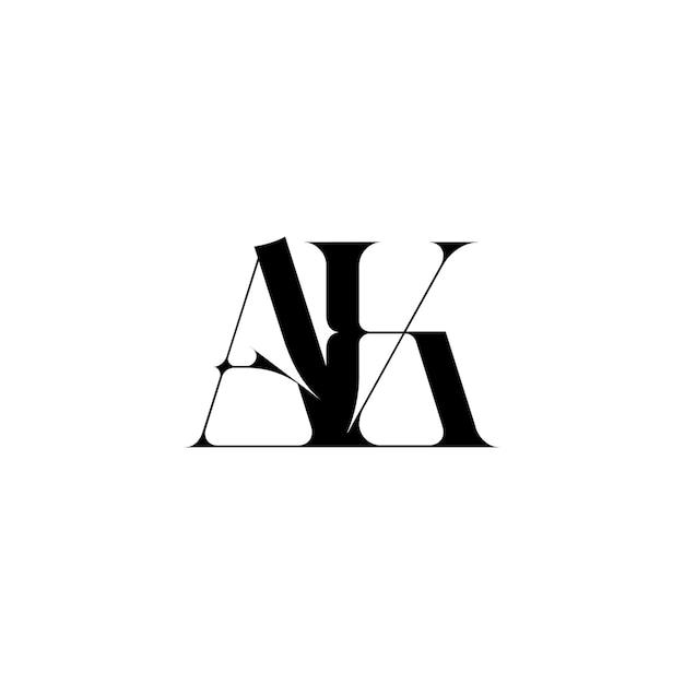 AK Monogram Logo Design list tekst nazwa symbol monochromatyczne logotyp alfabet znak proste logo