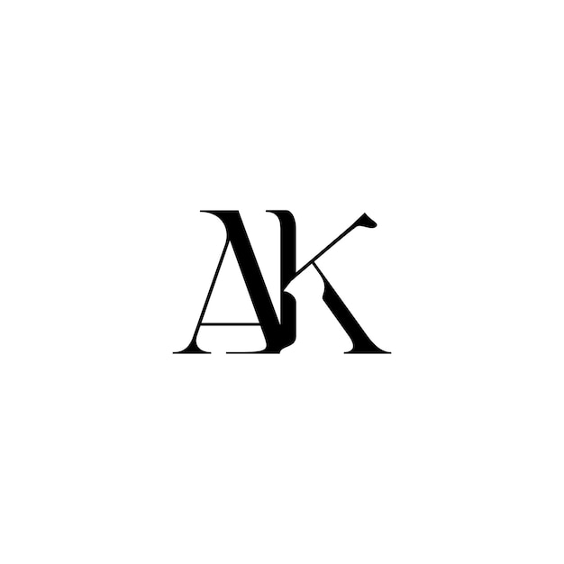 AK Monogram Logo Design list tekst nazwa symbol monochromatyczne logotyp alfabet znak proste logo
