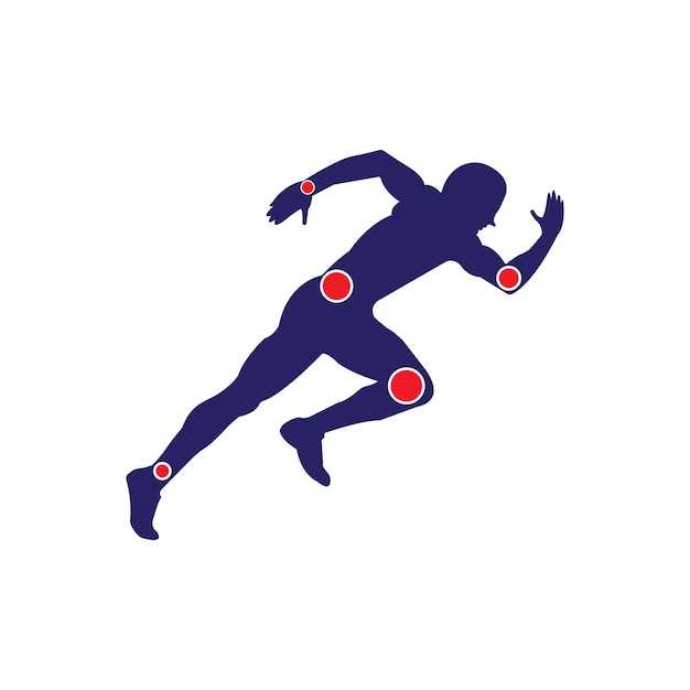 Plik wektorowy aktywny mężczyzna biegający sylwetka wspólne symbole bólu logoicon projekt leczenia fizjoterapii