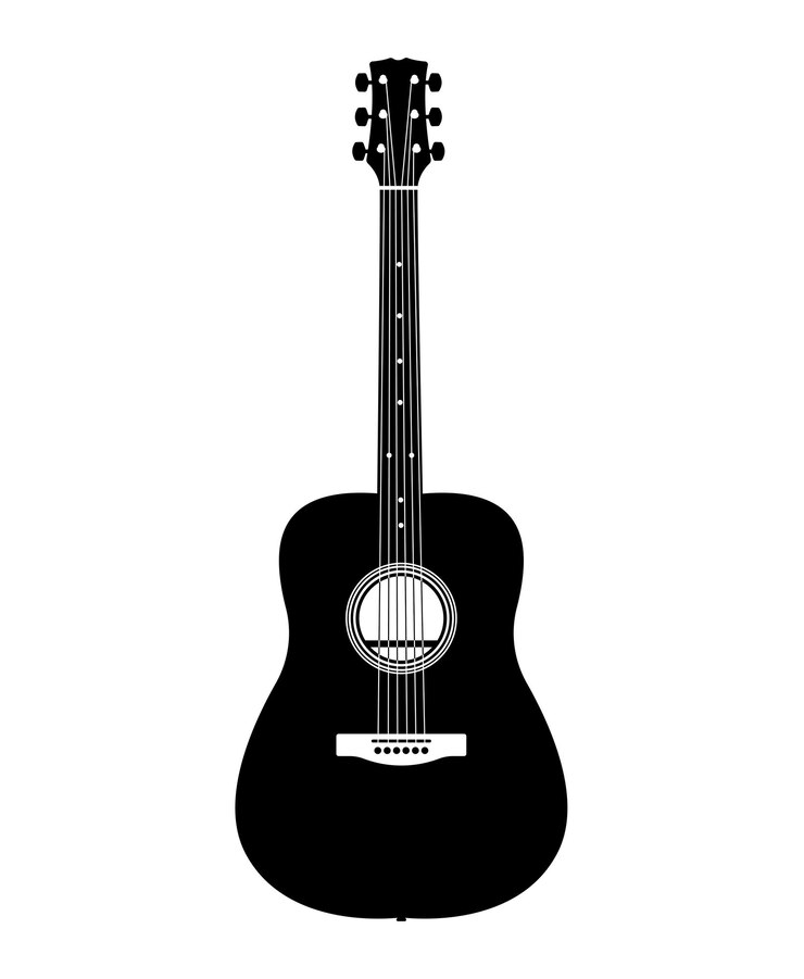 Wektor akustyczna sylwetka quitar, wektor instrumentu muzycznego