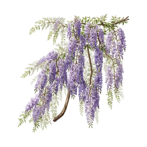 Plik wektorowy akwarel japońska wisteria clipart edytowalne białe tło