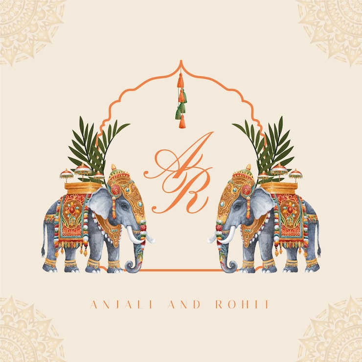 Wektor akwarel królewski indyjski logo mughal