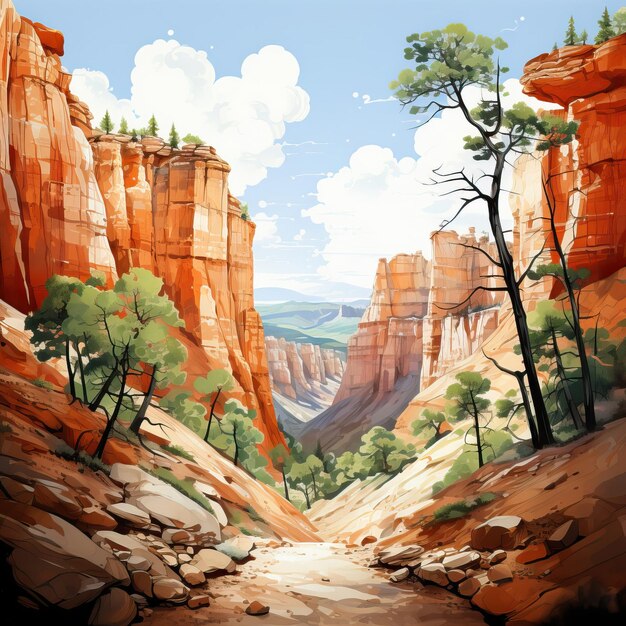 Plik wektorowy akwarel vector bryce canyon navajo loop na białym tle