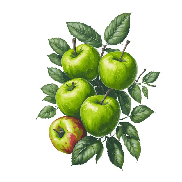 Akwarel wektorowy owoc jabłkowy clipart edytowalny