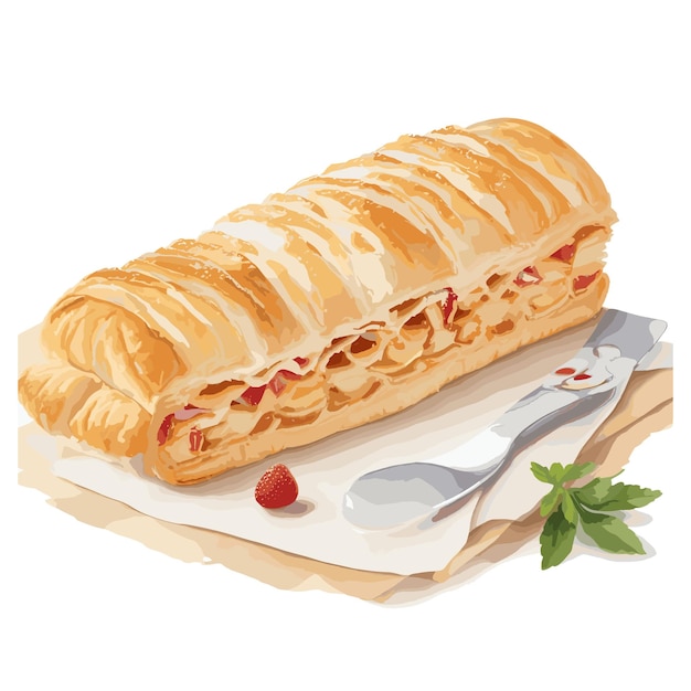 Plik wektorowy akwarel wektorowy strudel ciast clipart edytowalne białe tło