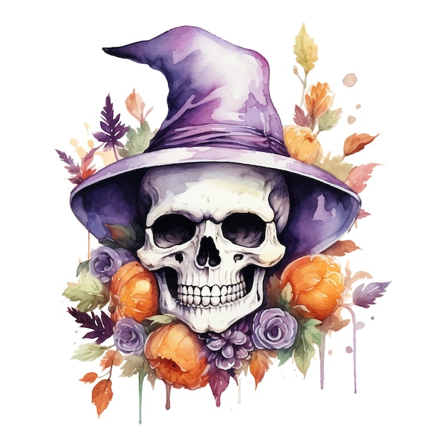 Akwarela Akwarela szkieletu Halloween do projektowania tapet