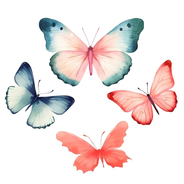 Akwarela Clipart-owad-motyl W Wielu Kolorach