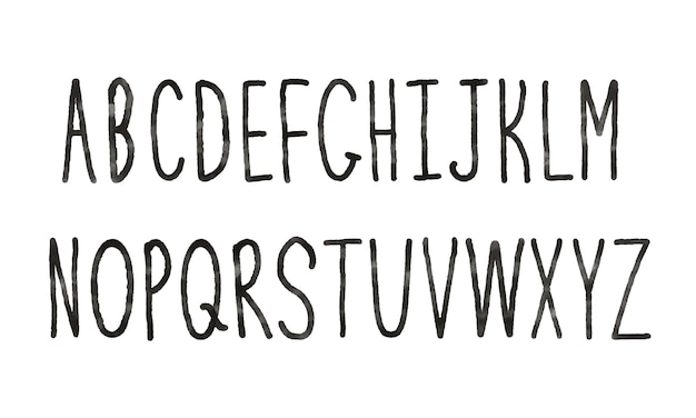 Plik wektorowy akwarela doodle czarno-biały alfabet