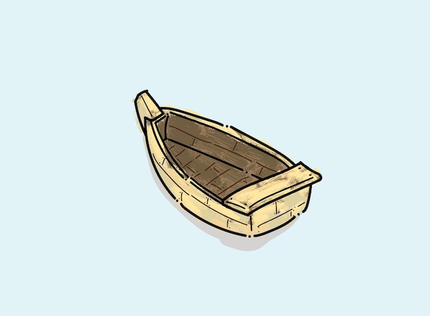 Plik wektorowy akwarela drewniana łódka