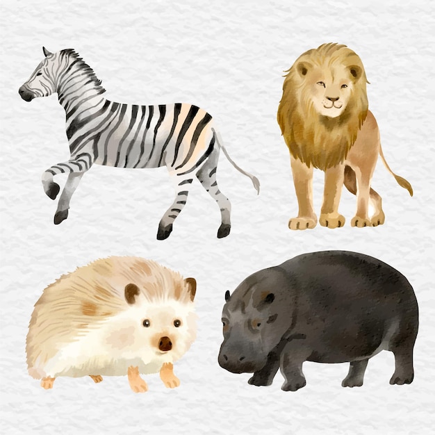 Plik wektorowy akwarela dzikich zwierząt clipart element safari