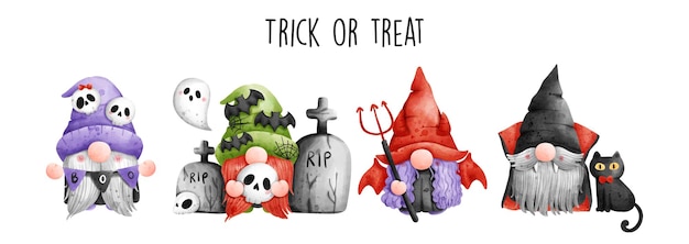 Akwarela Gnome Halloween Halloween Ilustracji Wektorowych