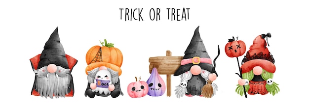 Akwarela Gnome Halloween Halloween Ilustracji Wektorowych