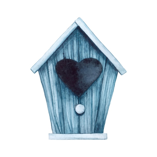 Plik wektorowy akwarela ilustracja birdhouse